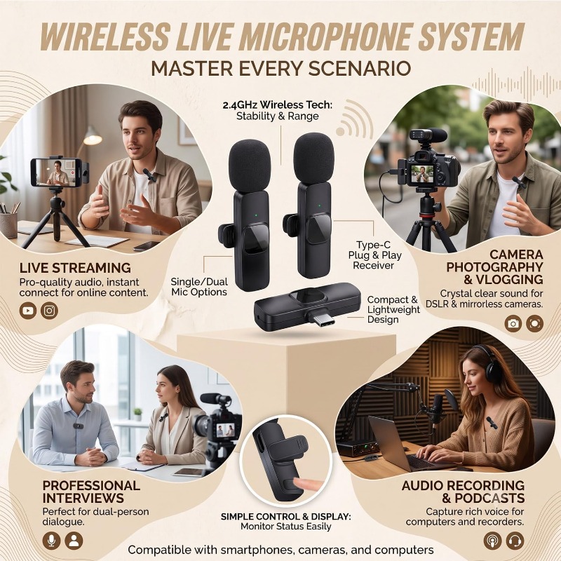 Mikrofon Lavalier Nirkabel Min - Video Gaming & Esports Usd Acc ulasan dan harga